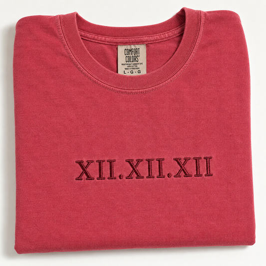 Roman Numeral Year Embroidered Comfort Colors Heavyweight T-shirt