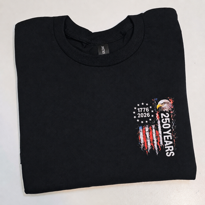 4th of July Flag 250 Years Black Gildan T-Shirt