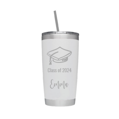 Class of 2024 Graduation Cap Laser Engraved Tumbler with Name