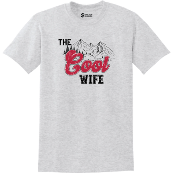 Cool Wife Mountains Grunge Vintage Print Grey T-shirt