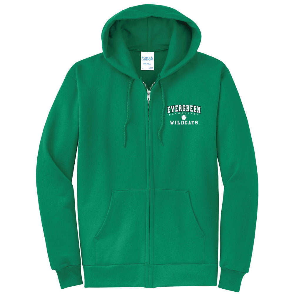 Evergreen Elementary Wildcats Full Zip Hoodie