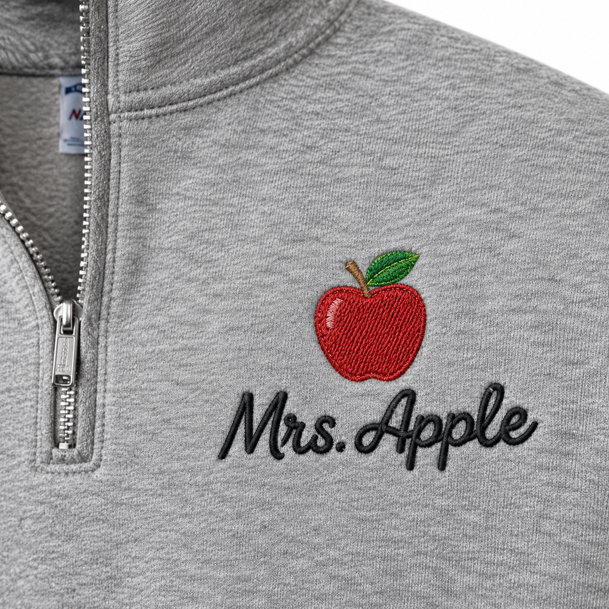 Teacher Name with Apple Embroidered Quarter Zip