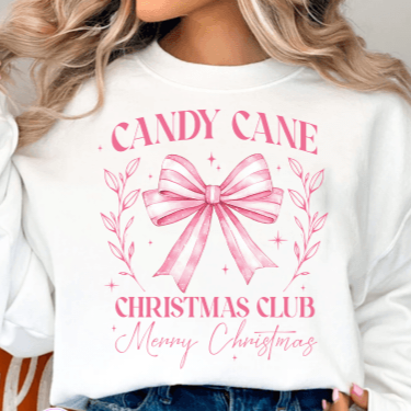 Candy Cane Christmas Club Merry Christmas Crewneck Sweatshirt