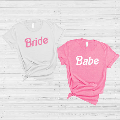Barbie Bride and Babe Bachelorette Party T-shirts - Bridal Party Matching Shirts