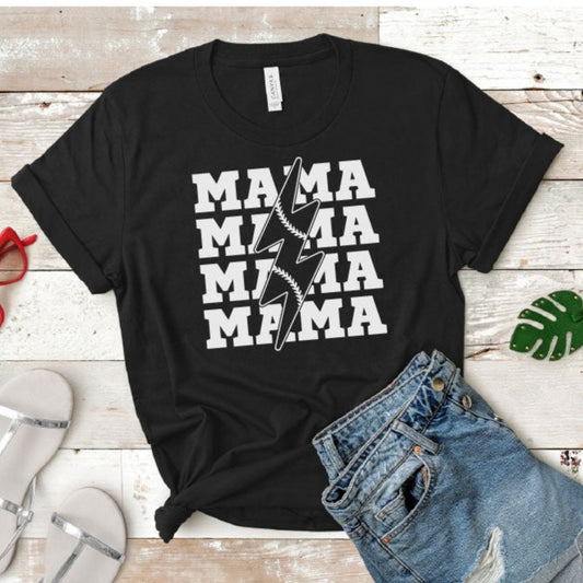 Baseball or Softball Mama Lightning Bolt T-shirt