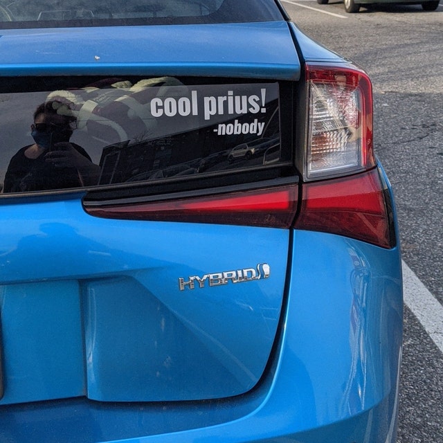 "Buy A Hybrid (I Need The Gas)" Funny Car Decal Sticker – 8x3 Inches, Vinyl, For Prius Or Any Car
