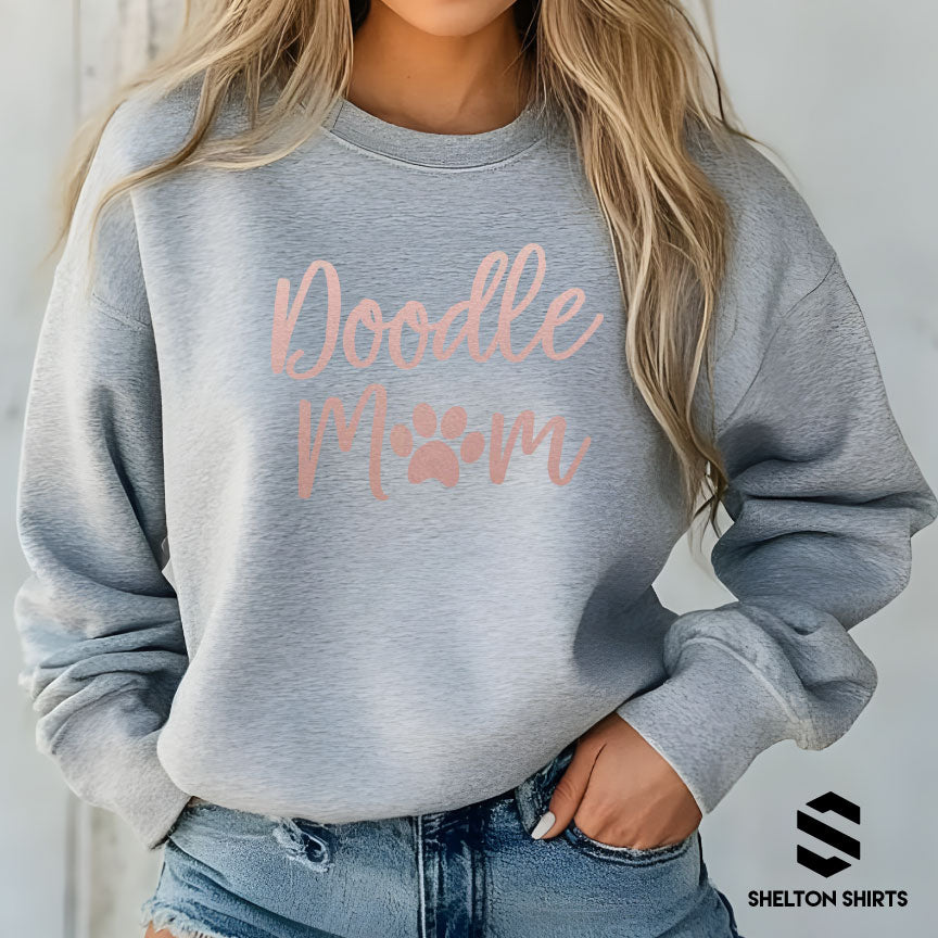 Doodle Mom Super Comfy Crew Neck Heather Grey Unisex Sweatshirt