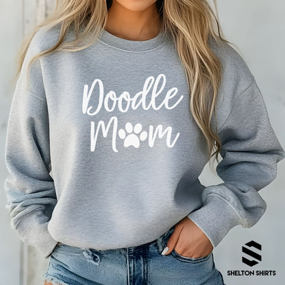 Doodle Mom Super Comfy Crew Neck Heather Grey Unisex Sweatshirt