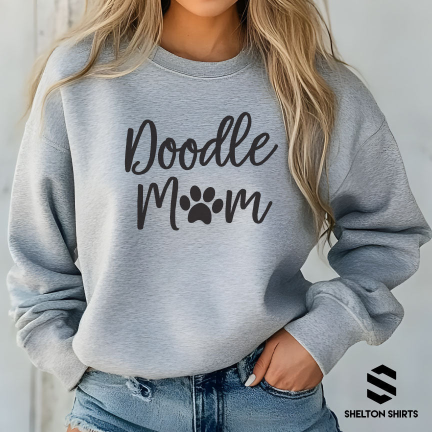 Doodle Mom Super Comfy Crew Neck Heather Grey Unisex Sweatshirt