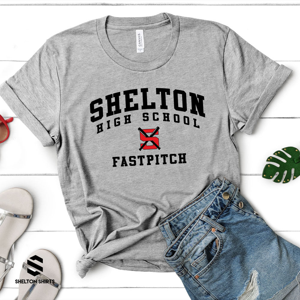 Shelton High School Fastpitch with Bat S Logo Hoodie, Crewneck or T-shirt