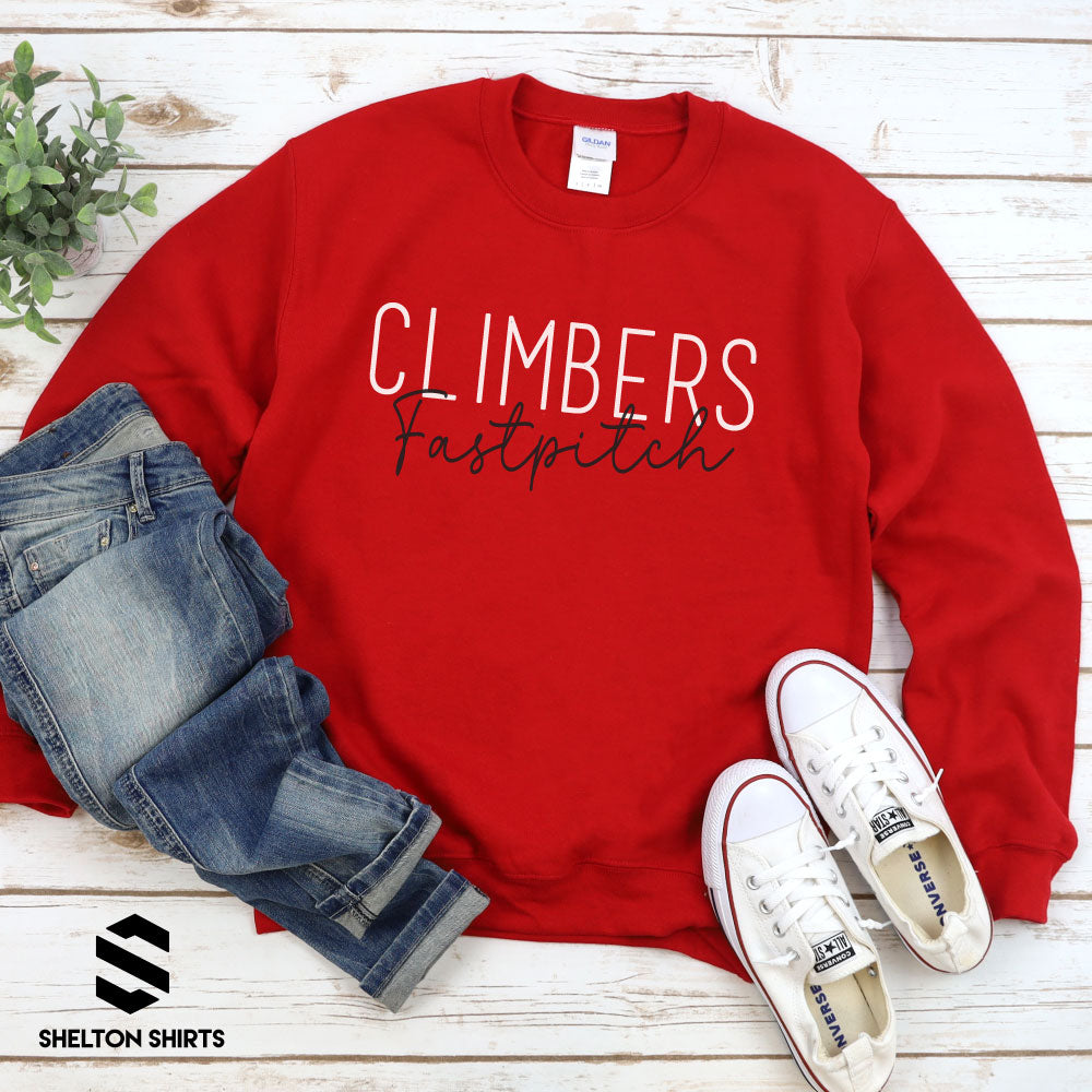 Simple Script Climbers Fastpitch Hoodie, Crewneck or T-shirt