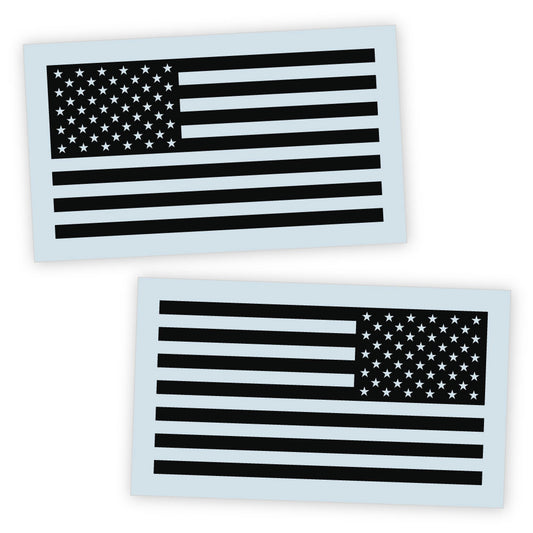 American Flag Matte Black 2 Vinyl Decal Stickers for Left and Right Side