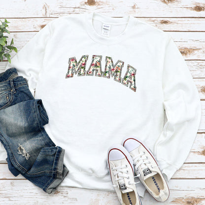 Mama Floral White Crewneck Sweatshirt