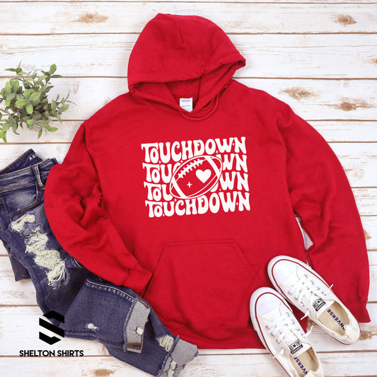 Touchdown Stacked Football Mom Shirt