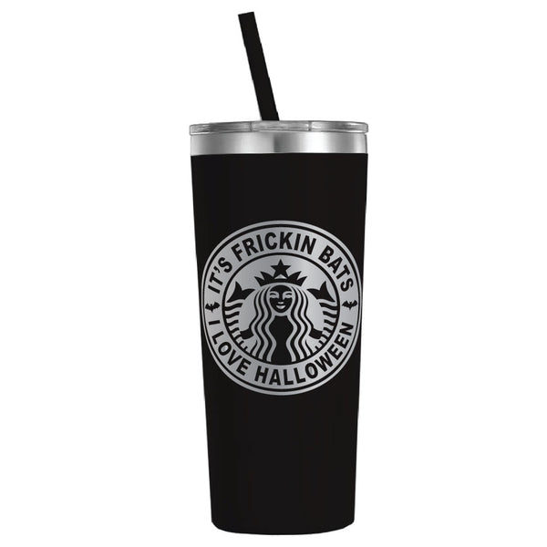 It's Frickin Bats I Love Halloween Starbucks Engraved Black 22oz Tumbler