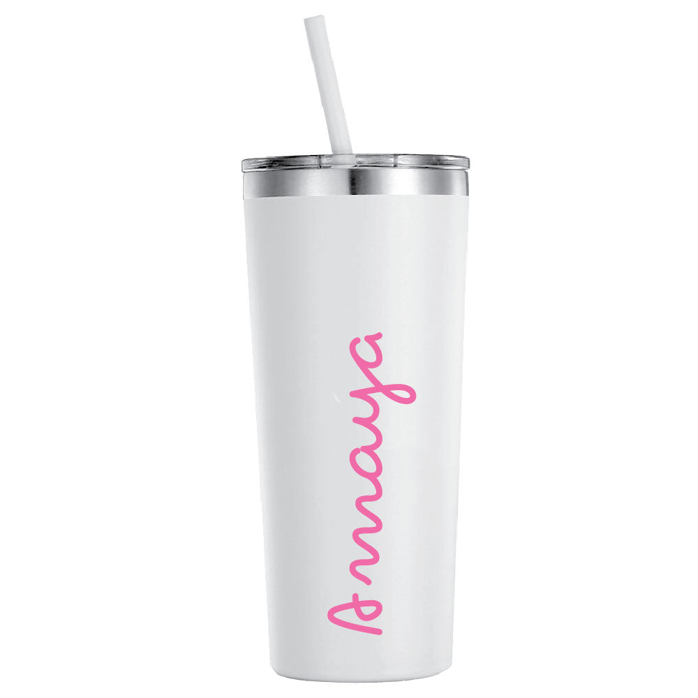 Love Island White 22oz Tumbler with Hot Pink Name