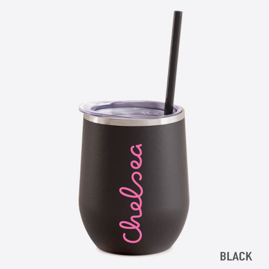Love Island Wine Tumbler with Hot Pink Name