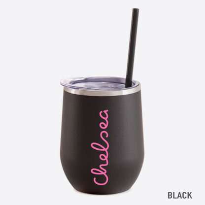 Love Island Wine Tumbler with Hot Pink Name