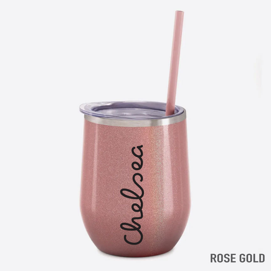 Love Island Wine Tumbler with Hot Pink Name