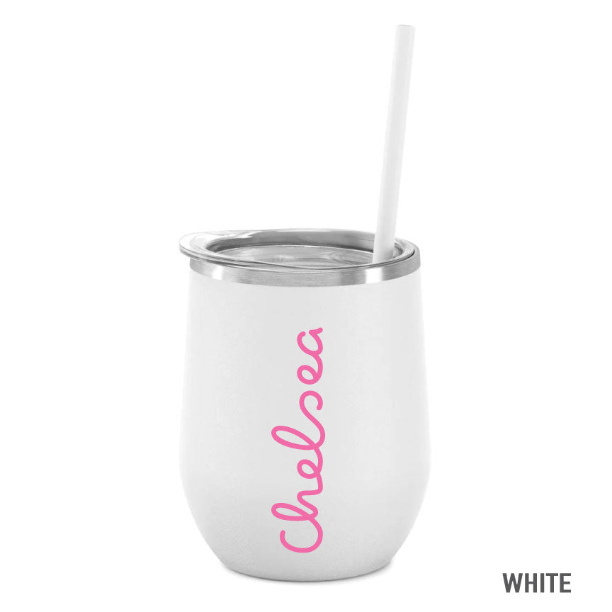 Love Island Wine Tumbler with Hot Pink Name