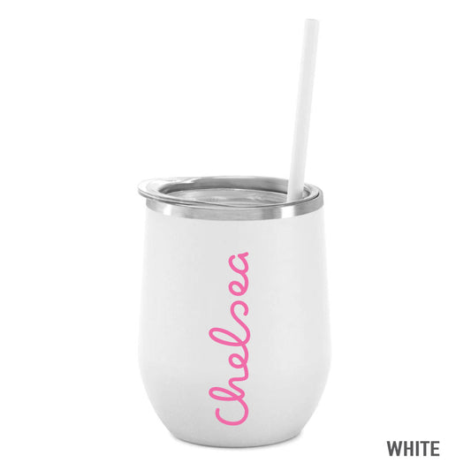 Love Island Wine Tumbler with Hot Pink Name