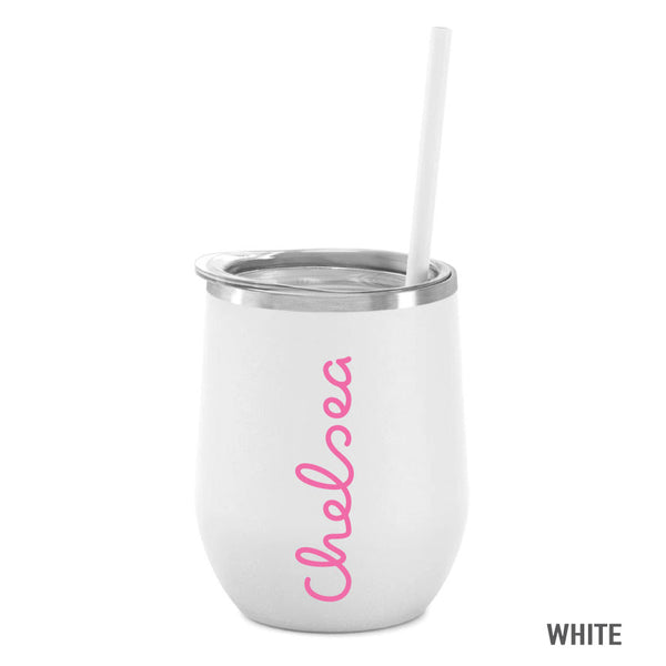 Love Island Wine Tumbler with Hot Pink Name