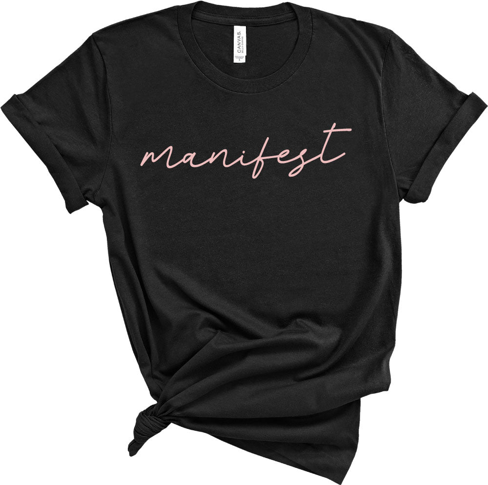 T Shirt Script Writing Manifest Trendy Script Font Shirt – SheltonShirts