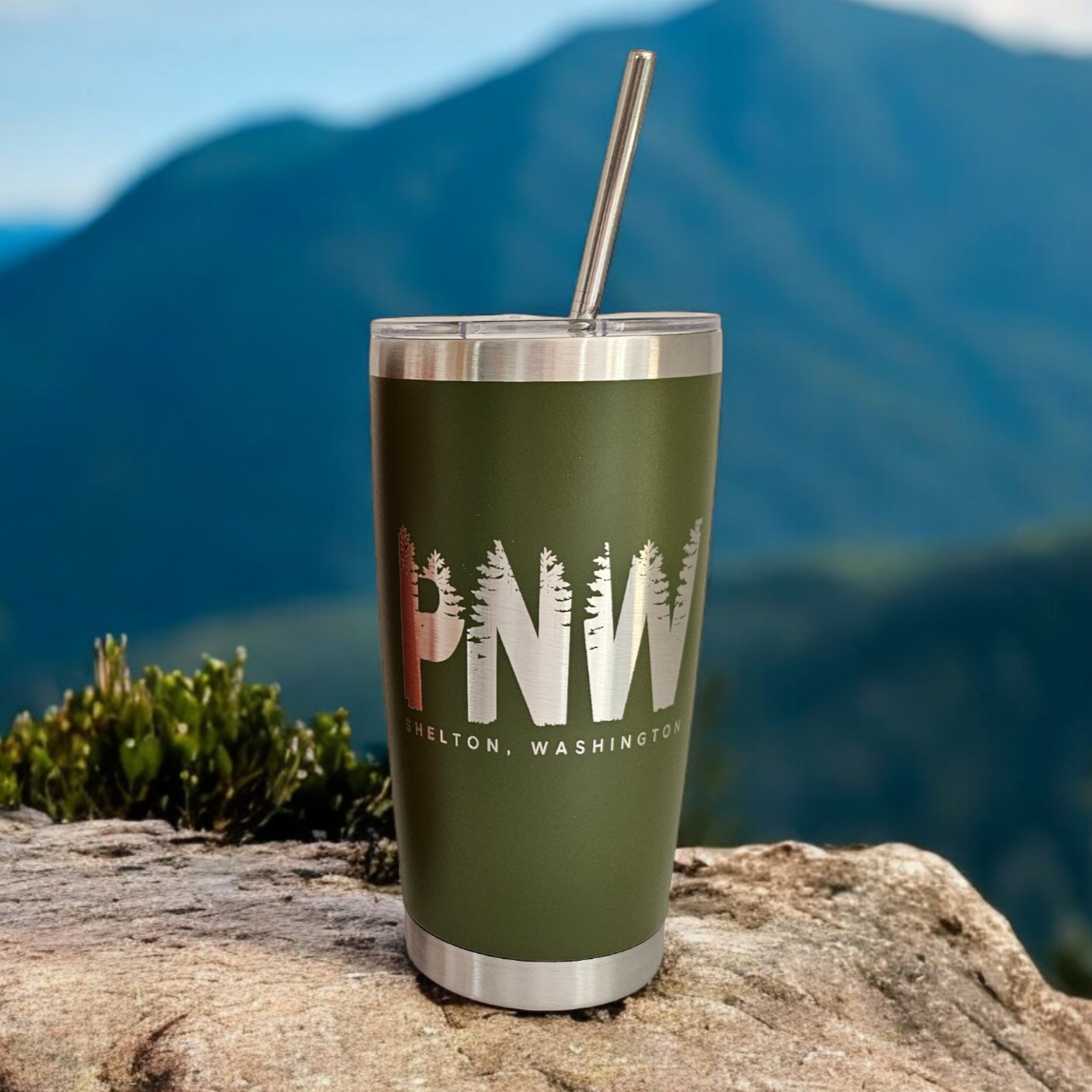 PNW Trees with optional City Name Tumbler