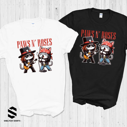 Paws n Roses Cat Band Funny Parody Shirt