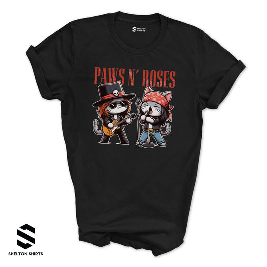 Paws n Roses Cat Band Funny Parody Shirt