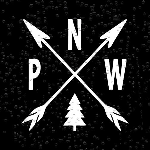 PNW Pacific Northwest Arrows and Tree Vinyl Car Decal Sticker