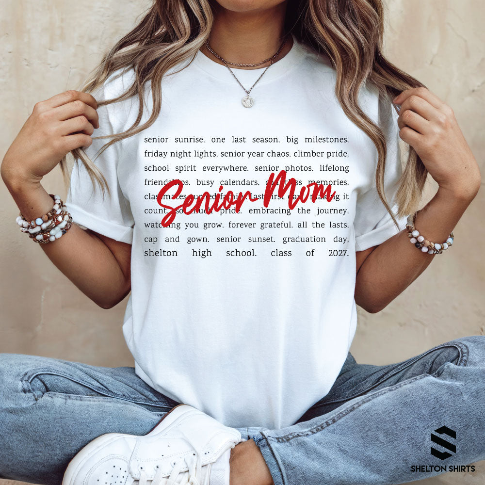 Senior Mom Memories Shirt with School Name