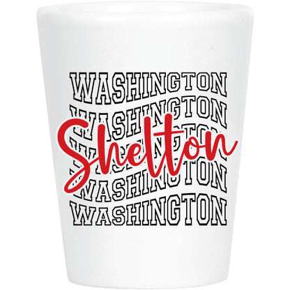 Shelton Washington Stacked Font Shot Glasses