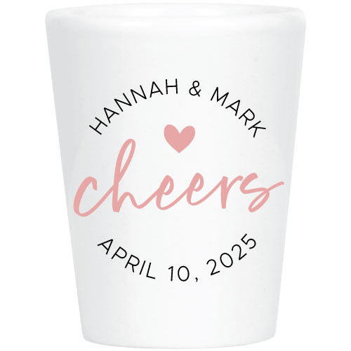 Cheers with Heart Personalized Wedding Shot Glasses