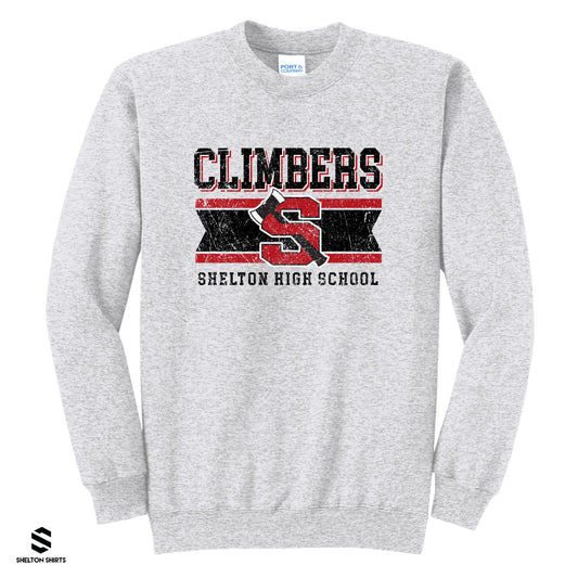 Climbers Shelton High School Logo Grey Crewneck Sweatshirt