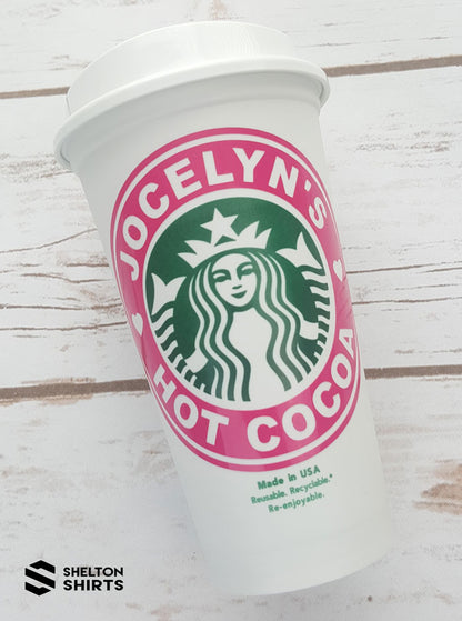 Personalized 16 oz Starbucks Reusable Cup with Custom Vinyl Decal or Decal Only