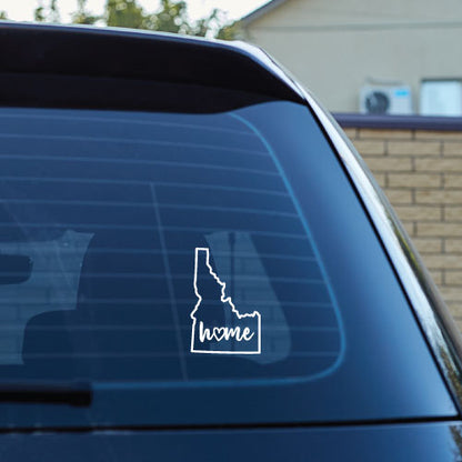 Idaho State Outline with Script Home and Heart Vinyl Decal Car Sticker