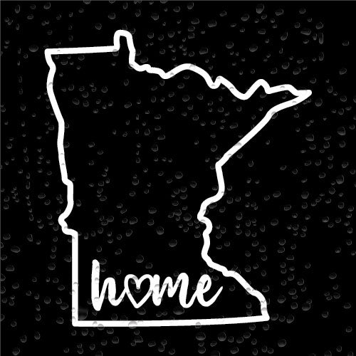 Minnesota State Outline with Script Home and Heart Vinyl Decal Car Sticker