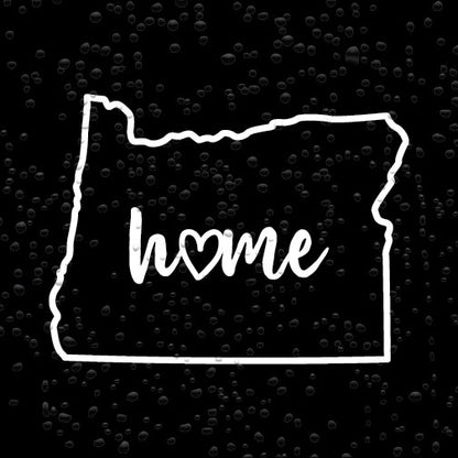Oregon State Outline with Script Home and Heart Vinyl Decal Car Sticker