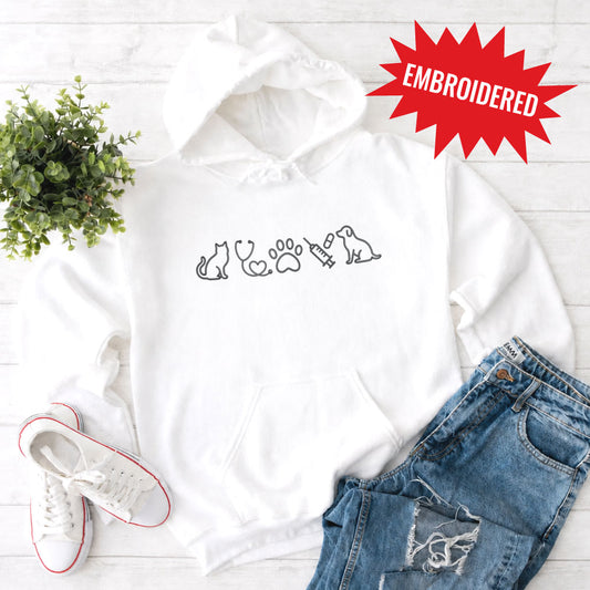 Vet Animal Icons Embroidered Sweatshirt