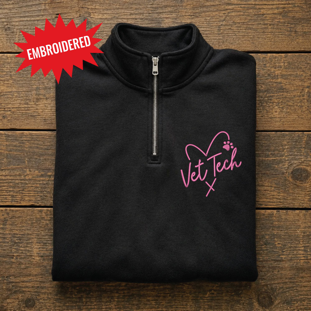 Vet Tech with Heart and Paw Embroidered Quarter Zip