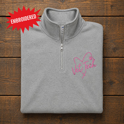 Vet Tech with Heart and Paw Embroidered Quarter Zip
