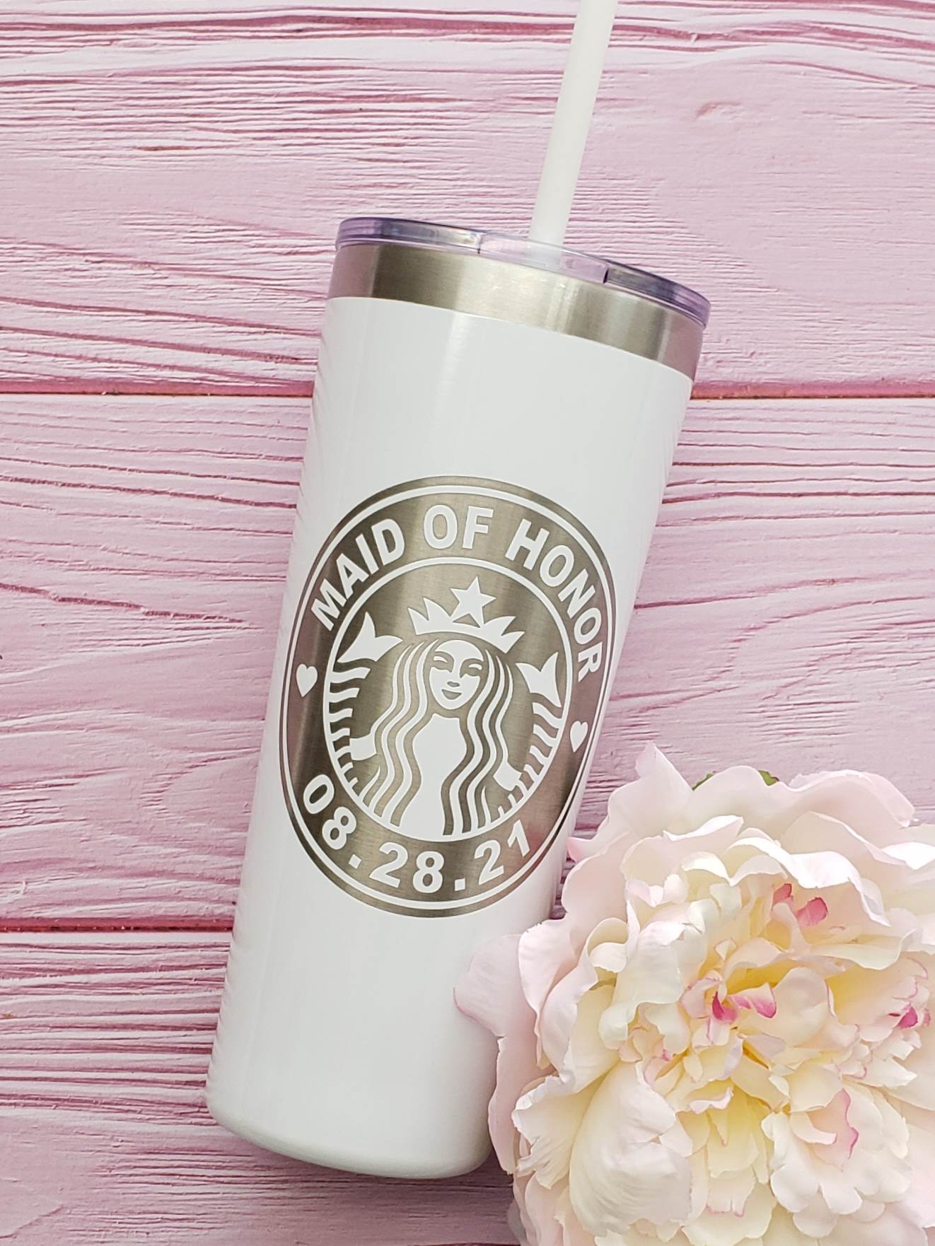 Engraved Tumbler with Personalized Starbucks Logo