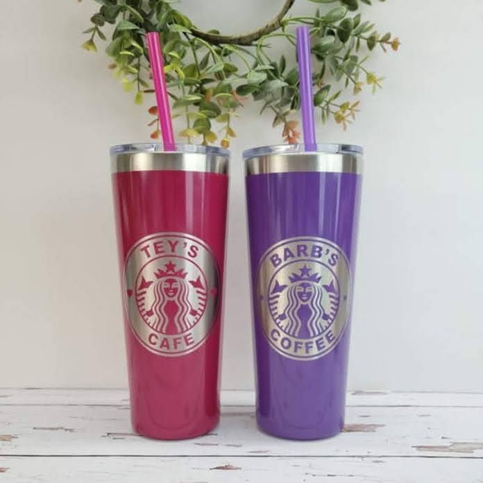 Engraved Tumbler with Personalized Starbucks Logo