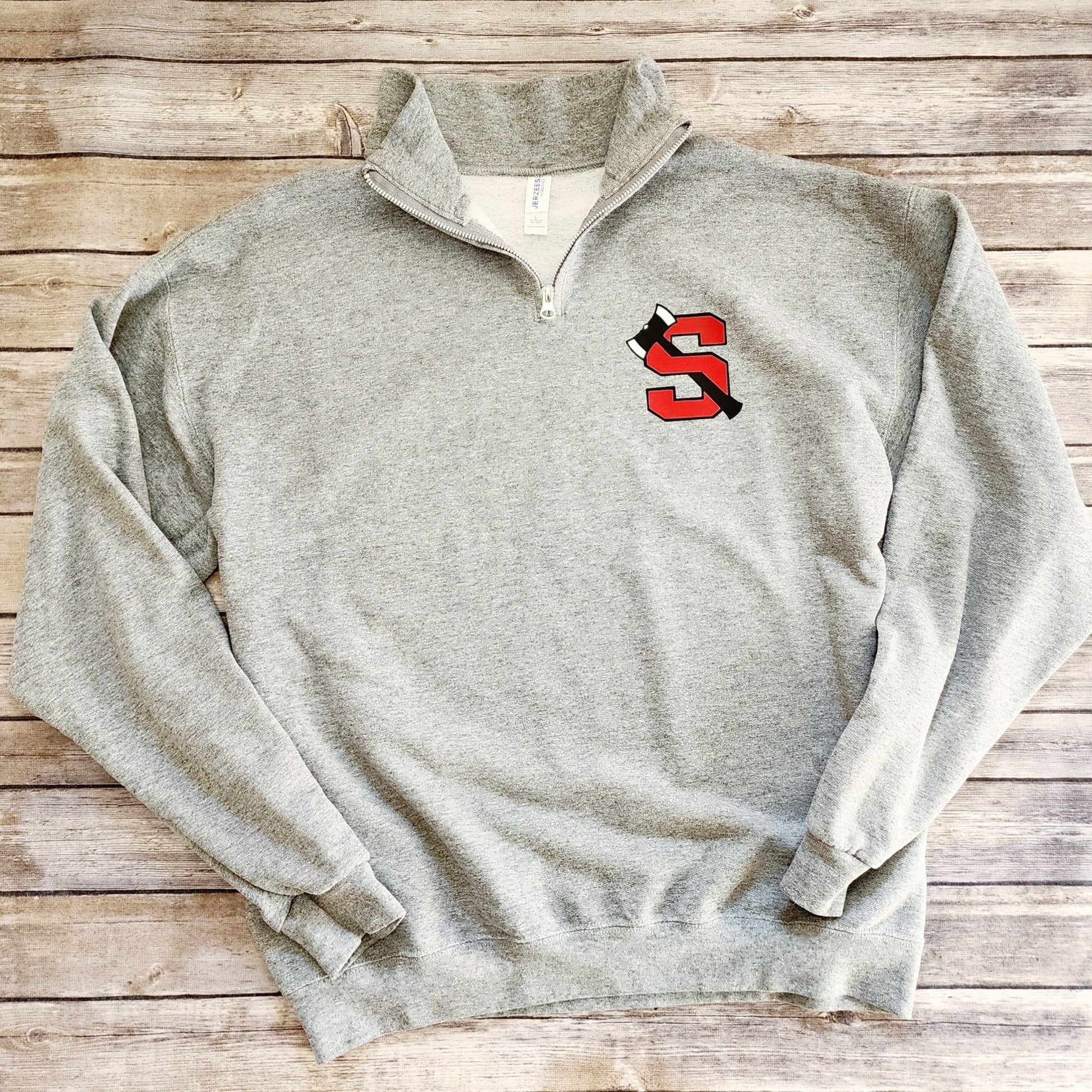 Shelton High School Axe Logo Quarter Zip Sweatshirt – SheltonShirts