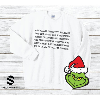 4:00 Wallow in Self Pity Daily Routine The Grinch Quote Crew Neck Sweatshirt