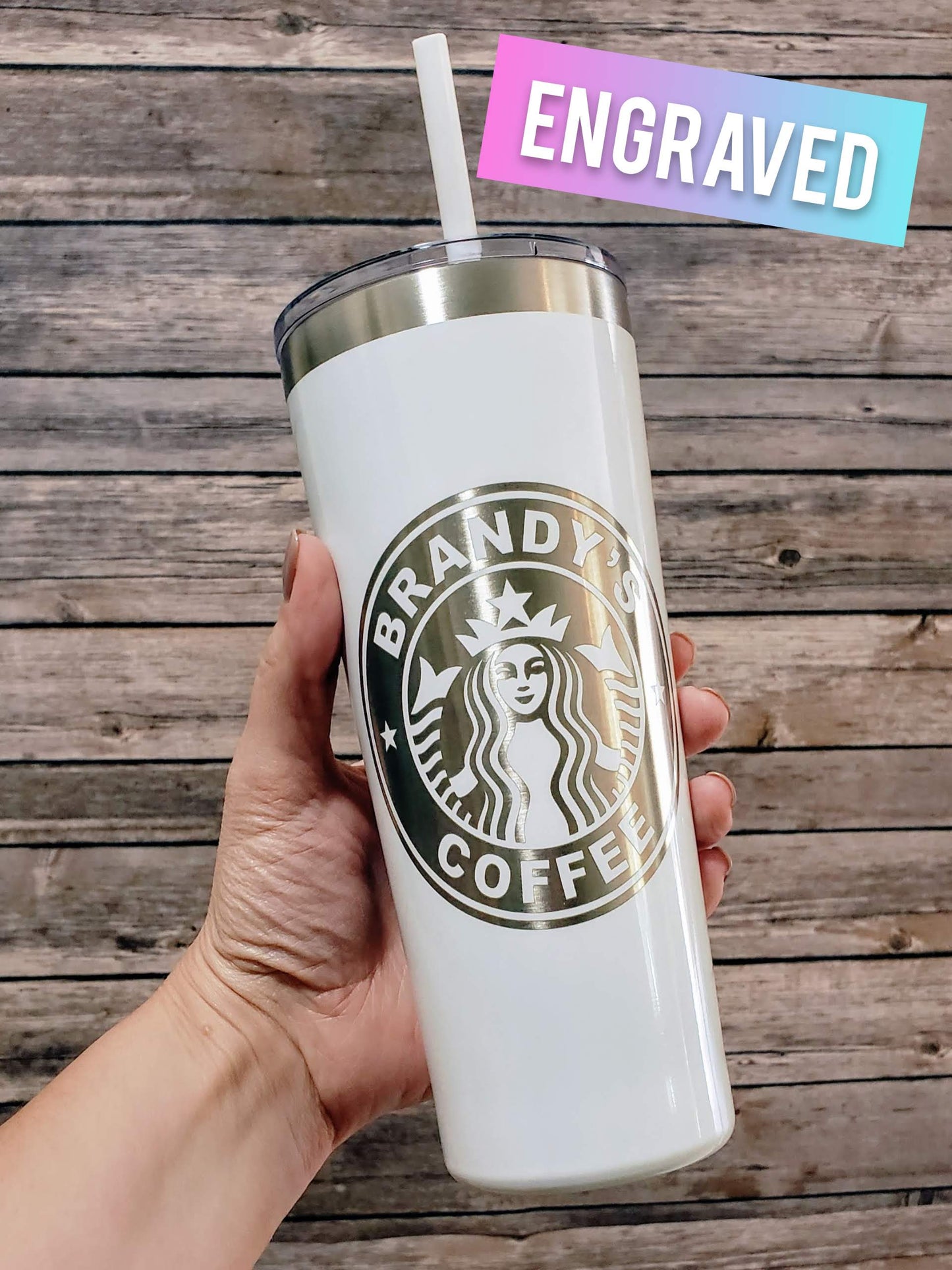 Engraved Tumbler with Personalized Starbucks Logo