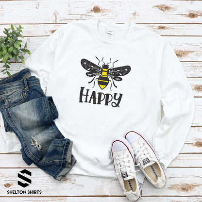 Bee Happy Super Comfy Crewneck Unisex Sweatshirt