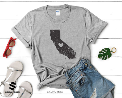 California Vintage with Heart T-Shirt