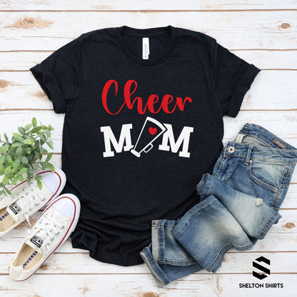 Cheer Mom Megaphone with Heart Shirt